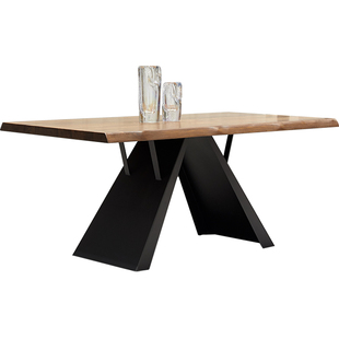 意式黑胡桃木餐桌轻奢餐厅家具实木大板桌极简餐桌椅组合长方形桌