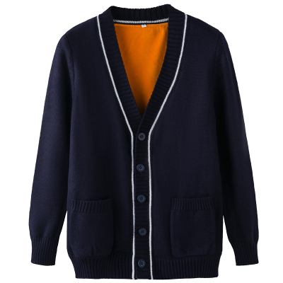 毛衣针织开衫外穿藏蓝色加绒加厚