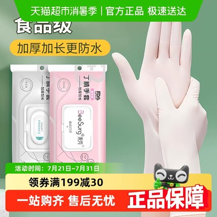 一次性洗碗手套女家务清洁厨房耐用食品级加长丁腈PVC家用薄贴手