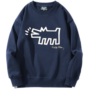 keith haring联名凯斯 哈林圆领卫衣男女潮ins秋冬季宽松百搭上衣