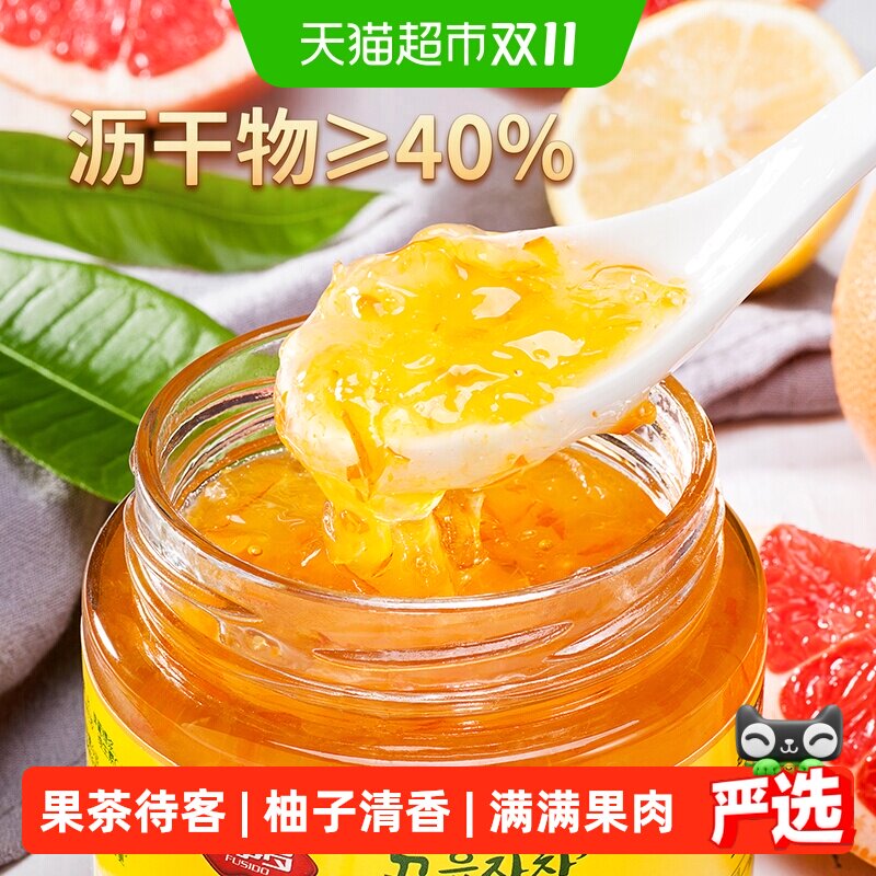 包邮福事多蜂蜜柚子茶40%沥干物500g泡水喝冲泡饮品水果花茶果酱