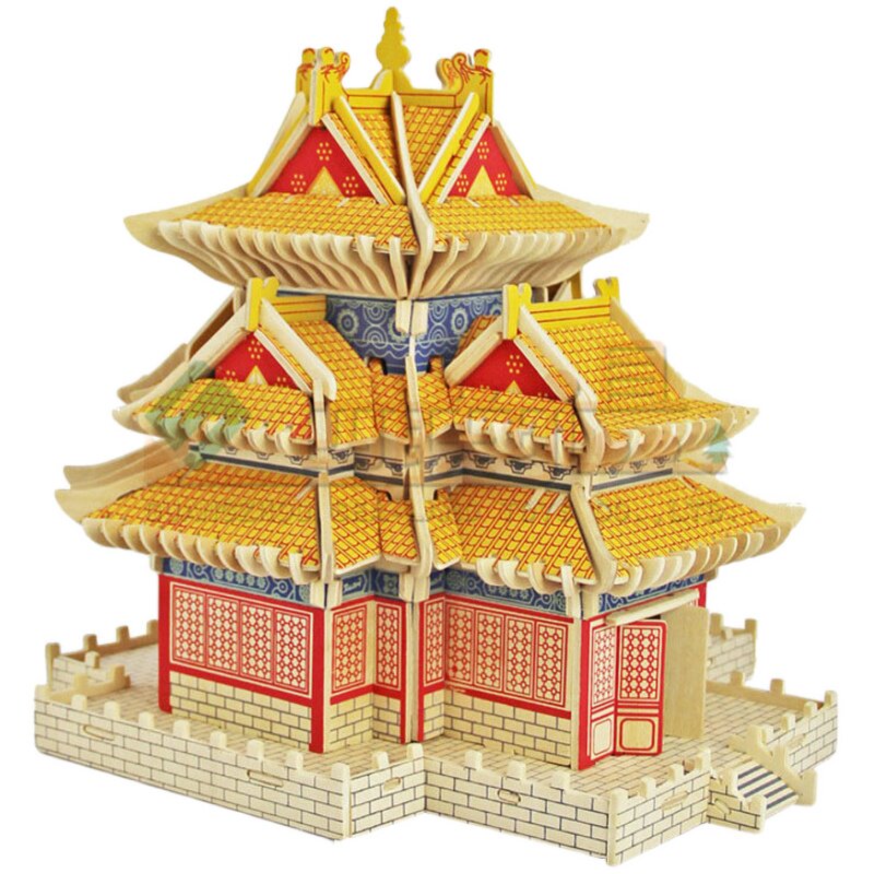 立体建筑模型木制城堡益智手工