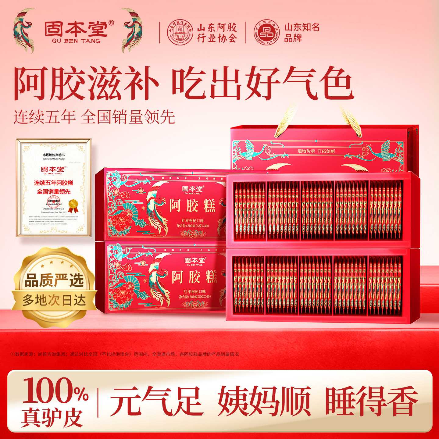 固本堂阿胶糕膏礼盒节日送礼品送妈妈长辈女滋补营养品正品旗舰