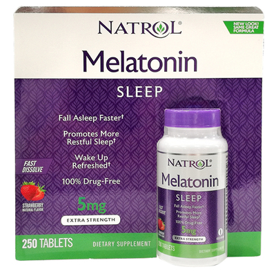 美国Natrol Melatonin褪黑素睡眠助 松果体5mg 250片