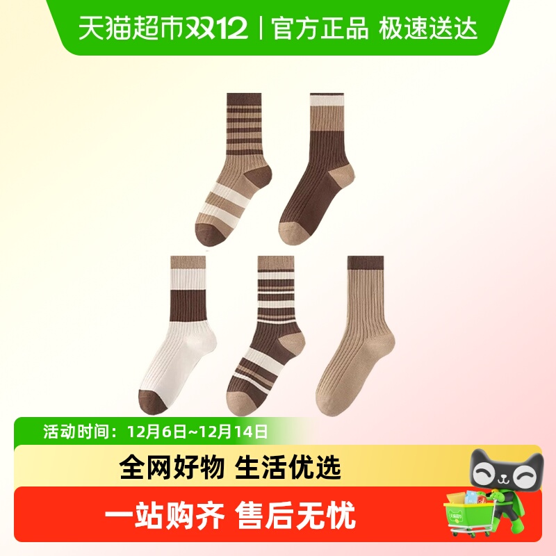 猫人美拉德色系一次性袜子中筒