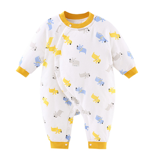 Aengbay宝宝连体衣冬装加厚婴儿夹棉服哈衣保暖棉服韩版抱衣外出