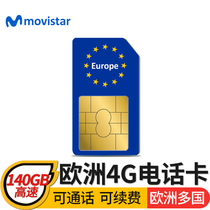 movistar欧洲多国电话卡4g手机上网卡德国欧盟流量卡20天27天等