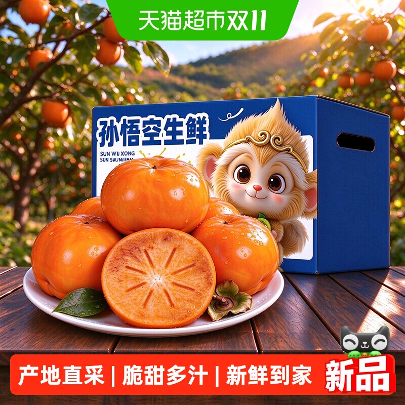 孙悟空正宗陕西巧克力脆柿子新鲜水果冰糖心脆甜当季硬脆皮柿子