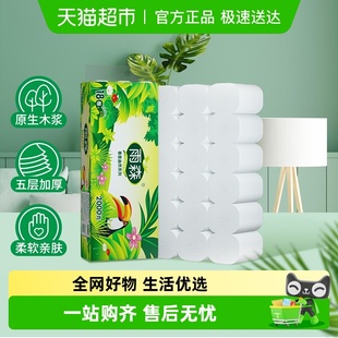家用卫生纸 雨森无芯卷纸春意盎然系5层18卷2000g 包邮