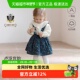 babylove女宝宝背带裙春秋纯棉裙子洋气碎花半身裙秋装 卢浮宫韵