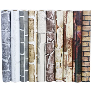 10米PVC自粘墙纸壁纸砖纹自贴纸店面翻新防水墙贴客厅卧室饭店