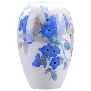 醴陵陶瓷器花瓶摆件手绘中式台面青花赏瓶办公室书柜客厅家居饰品