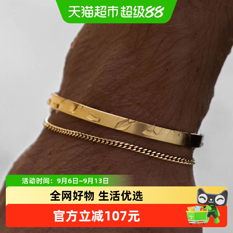 IDEAGEMER简约纯银手镯男士潮高图片