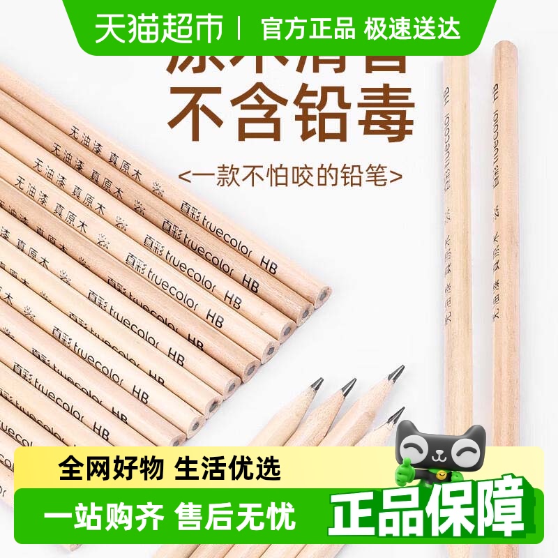 真彩HB原木素描绘图小学生铅笔