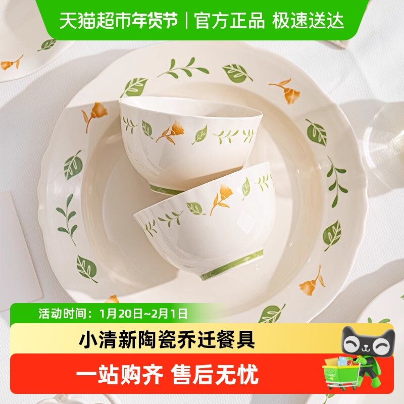 佩尔森家用碗盘餐具套装2025新款釉下彩陶瓷碗套装高颜值乔迁餐具,餐饮具,餐具瓷器套装,淘宝优惠券,粉丝福利购,淘宝优惠卷