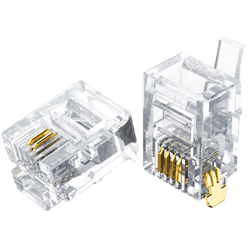 绿联 电话水晶头2/4四芯电话座机传真机rj11连接线器6P2c4c插接头