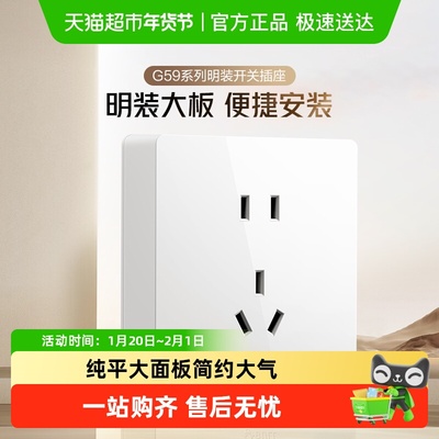 公牛10A/16A白色明装插座