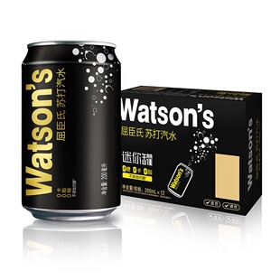 屈臣氏原味苏打水迷你罐200ml*12罐碳酸饮料气泡水0糖0脂0卡无糖