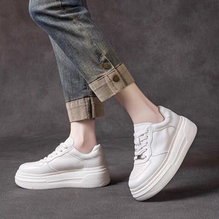 好穿休闲小白鞋 马皮真皮增高厚底轻快软巨推荐 1新款 8003