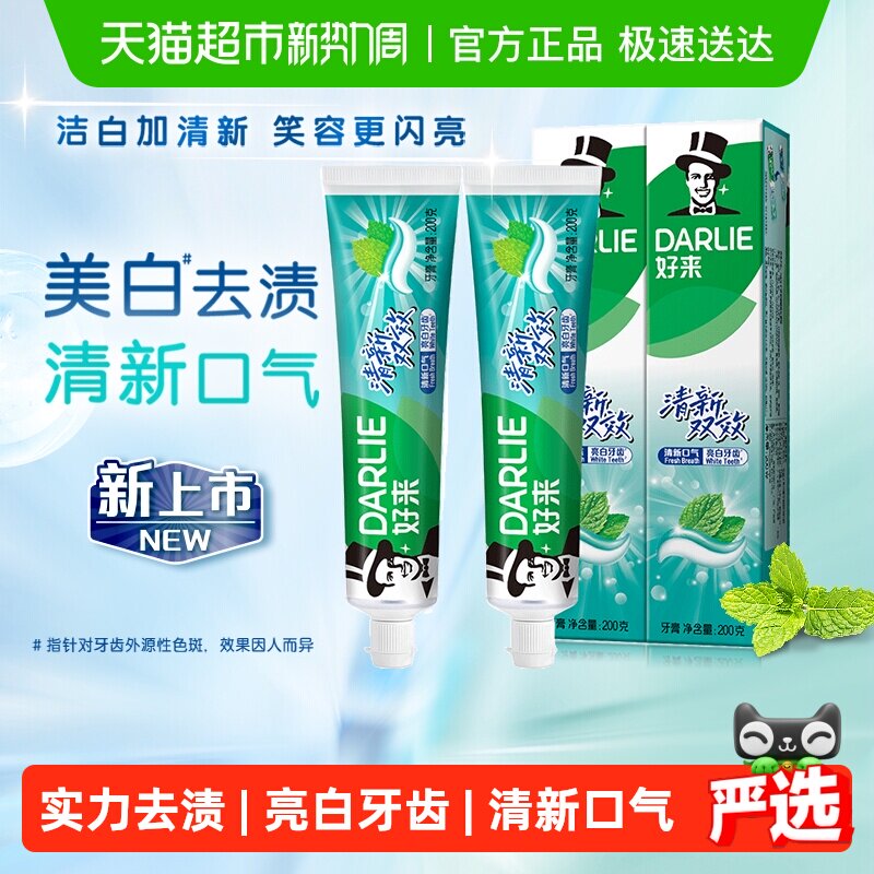 DARLIE好来(原黑人)牙膏清新双效200g*2支套装大容量清新口气