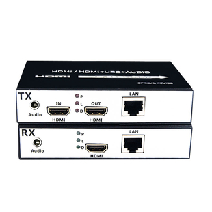 拓轩HDMI网络延长器带环出外置音频口高清VGA光端机DVI支持一发多收1080P显示