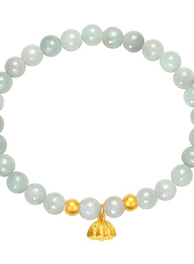 潮宏基好运莲莲足金5D硬金金手链