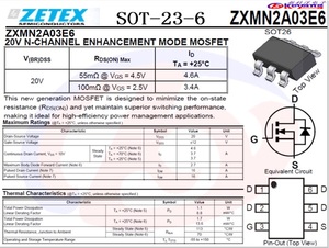 ZXMN2A03E6   SOT-23-6  MOSFET