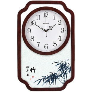新中式挂钟中国风钟表客厅卧室餐厅挂饰电波办公室静音创意挂表