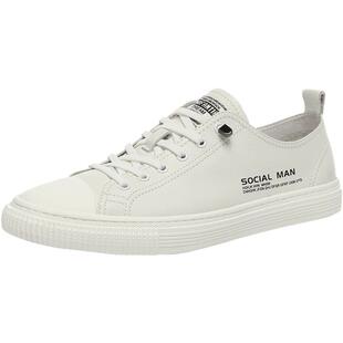 2026春季软牛皮小白鞋男真皮透气板鞋男韩版百搭简约一脚蹬休闲鞋