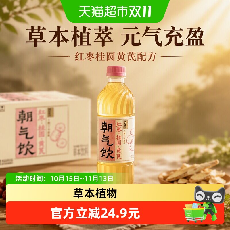 康师傅神农养方红枣桂圆黄芪朝气饮500ml*15瓶植物草本茶饮料
