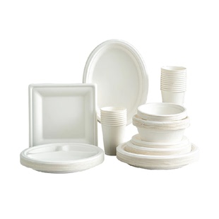 onlycook可降解一次性碗环保餐具纸碗食品级纸杯露营盘子户外餐盘