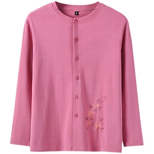 女士纯棉大码开身秋衣老年人精梳棉对襟棉毛衫老太太全棉内衣春秋