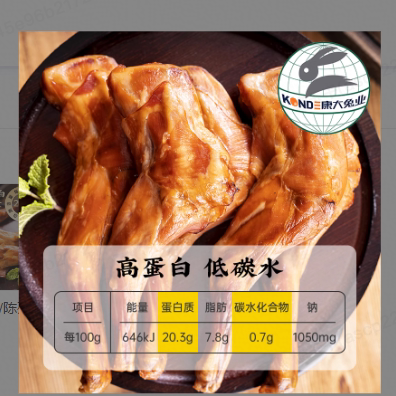 康大熏香兔前腿63克欧盟出口品质麻辣五香即食兔腿健身休闲零食