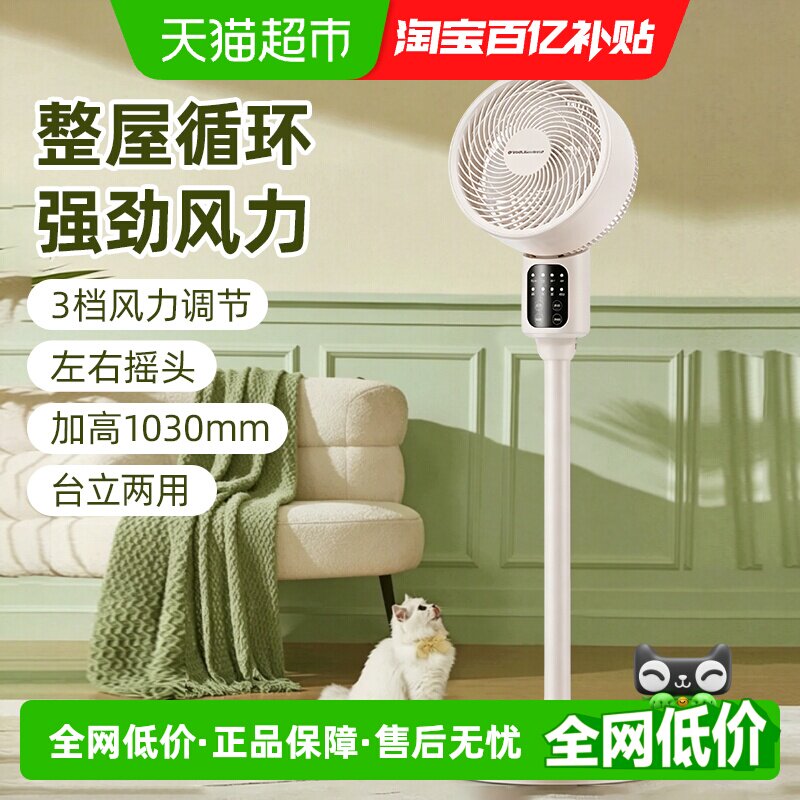 荣事达空气循环扇家用空调伴侣电风扇轻音节能定时台立两用落地扇