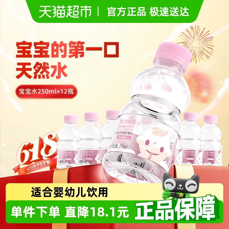 恒大冰泉天然矿泉水250ml×12瓶