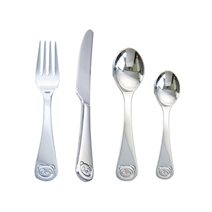 食品级西餐具家用婴儿卡通熊猫男女宝宝儿童刀叉勺吃饭喂水小勺子