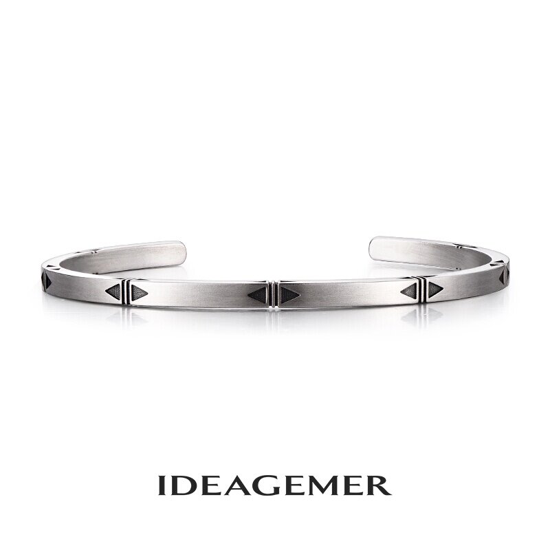 IDEAGEMER简约纯银手镯男生原创图片