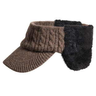 帽子女秋冬百搭时尚针织毛线帽保暖护耳空顶2025年新款女士鸭舌帽