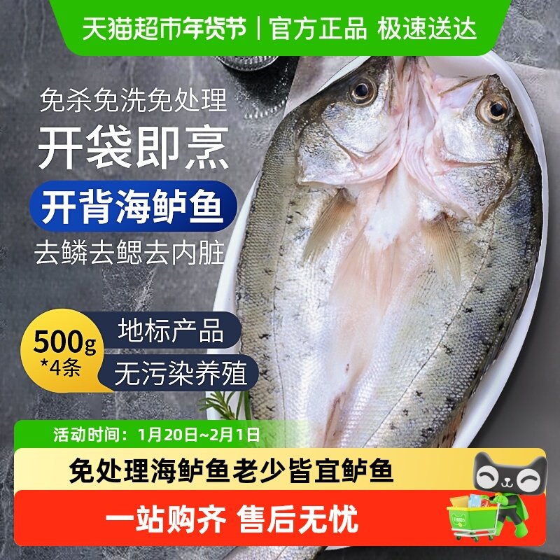 鸿顺福建开背海鲈鱼三去处理去麟去腮去内脏净重冷冻生鲜4袋*500g,水产肉类/新鲜蔬果/熟食,鲈鱼,淘宝优惠券,粉丝福利购,淘宝优惠卷
