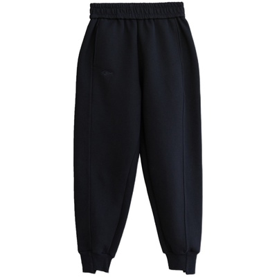 清濯刺绣鱼加绒紧腰男女棉质卫裤