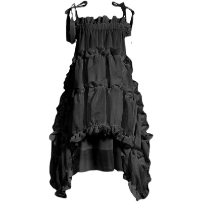 白色吊带裙不规则网纱蓬蓬裙