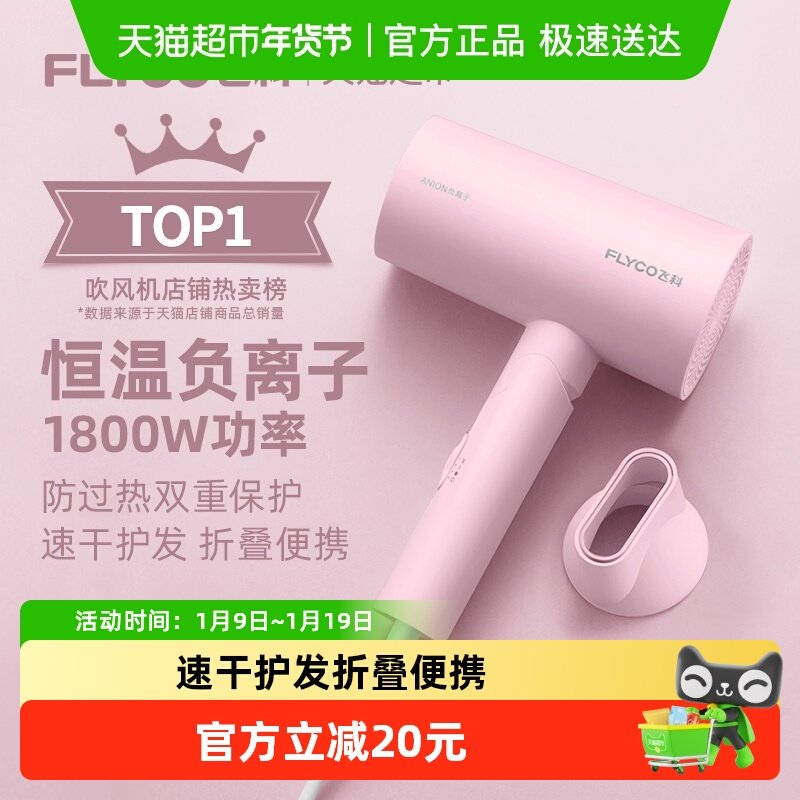 飞科吹风机家用大功率风力电吹风负离子护发宿舍用学生风筒FH6278