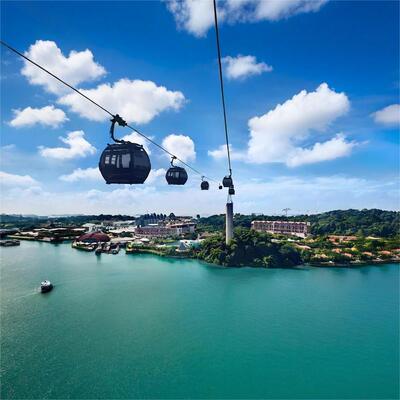 [新加坡缆车-缆车往返票（圣淘沙线和花柏山线）]每个站点可各上下一次，往返缆车票需要在同一天使用