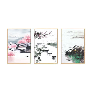 新中式壁画 中式图片照片海报装饰画 个人来图定制客厅婚纱照挂画