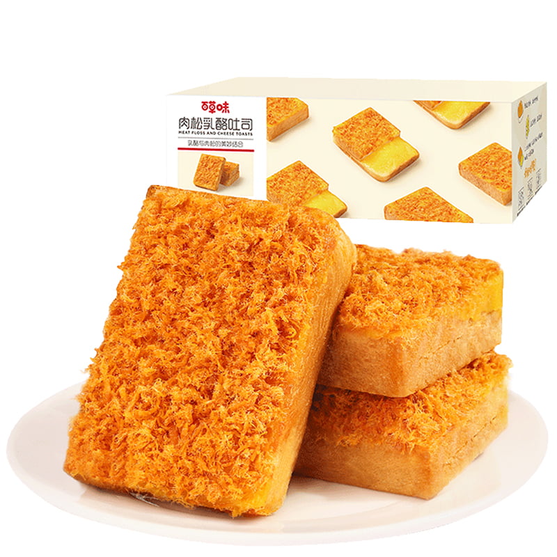 百草味肉松乳酪吐司520g岩烧品面包