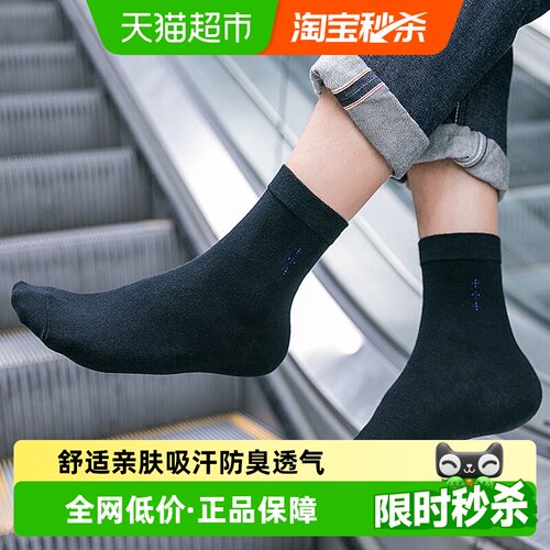铂金铭绣新疆棉吸汗防臭中筒男袜