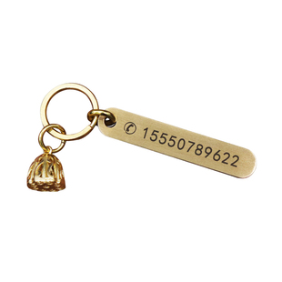 手工纯铜刻字号码牌汽车钥匙扣防丢牌老人儿童钥匙链定制黄铜挂件