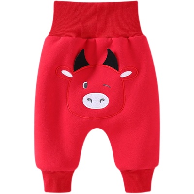 宝宝加绒裤裤子高腰护肚裤