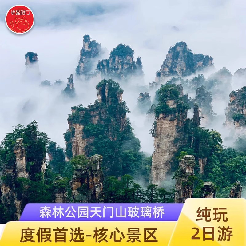 湖南张家界旅游2天1晚纯玩跟团游天门山大峡谷黄龙洞森林公园