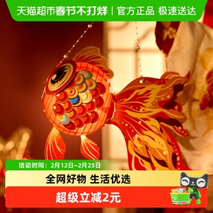 新新精艺灯笼新年春节装饰金鱼灯儿童手提灯笼diy制作材料花灯宫